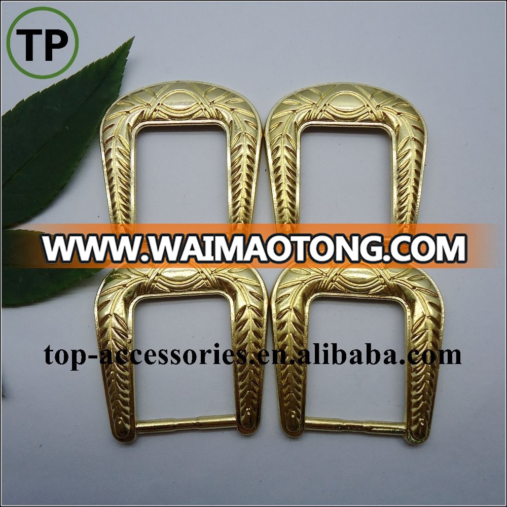 Metal alloy gold plating square belt buckle for belt end